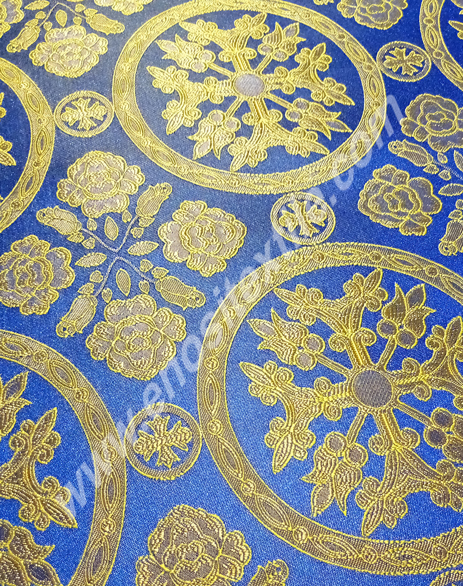 KL-038 Gold-Blue Brocade Fabrics